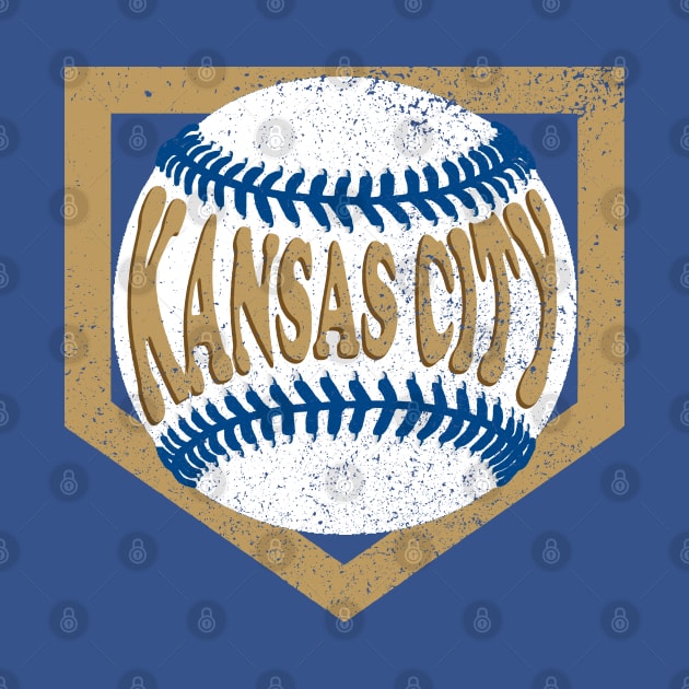 Kansas City Baseball and Diamond - Blue and Gold by MulletHappens