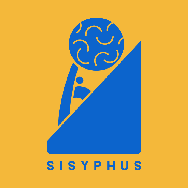 Sisyphus,Minimalist design for ancient Greek mythology fans in blue ink by croquis design