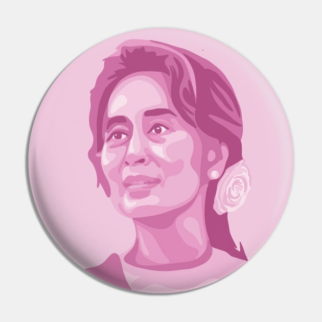 Aung San Suu Kyi Portrait and Quote Pin by Slightly Unhinged