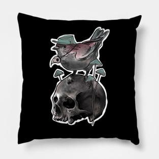 bird and skull Pillow