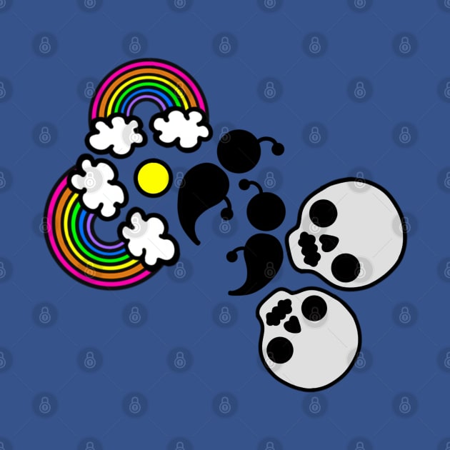 Rainbows and Skulls Semicolon Butterflies by birdiestreasuretrove