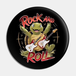 Groovy Turtle Rocking Out Rock And Roll Pin