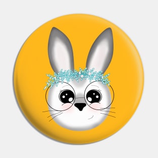 Cute Bunny with glasses and big eyes Pin