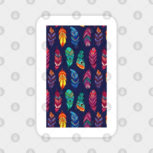 Colorful Beautiful Feather Pattern Artwork Magnet by Artistic muss