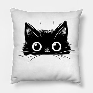 Funny Black Sneaky Cat Pillow