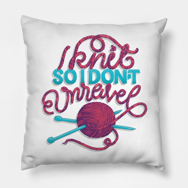 Knit So I Don't Unravel Pillow by polliadesign