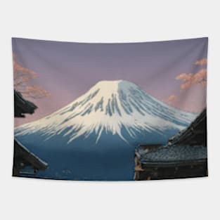 sunset mt fuji kawase hasui style art japan Tapestry