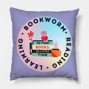 Cute bookworm learning reading books great for readers students and teachers and parents Pillow
