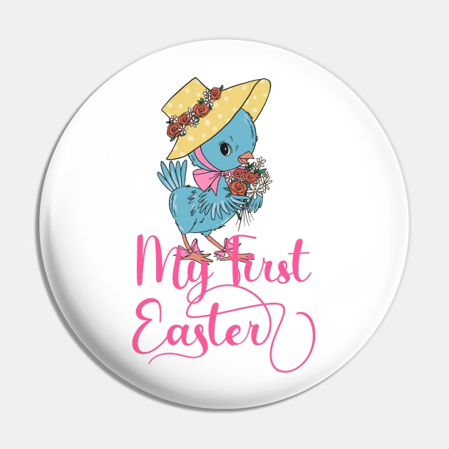 Cute blue chick My First Easter for Kids Pin by ARTSYVIBES111