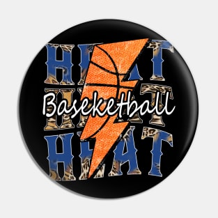 Graphic Basketball Heat Proud Name Vintage Pin