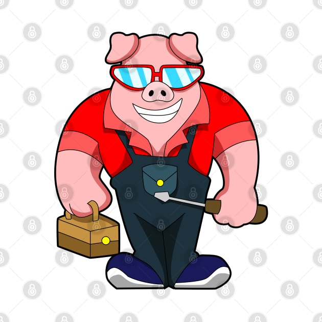 Pig as Mechatronics engineer with Tool box by Markus Schnabel