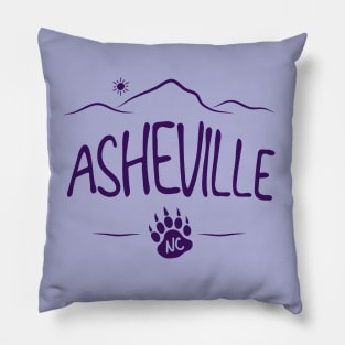 Asheville, NC - Black Bear Paw - PurpleO 14 Pillow