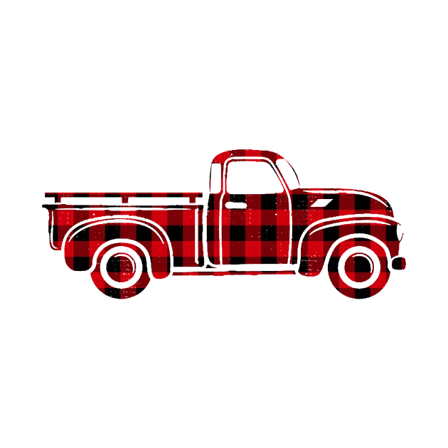 Christmas Buffalo Plaid Distressed Vintage Truck by charlescheshire