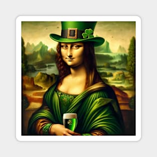 Mona Lisa's Irish Charm: St. Patrick's Day Celebration Magnet