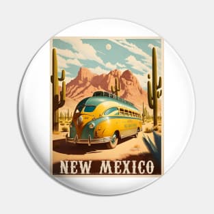 New Mexico Caravan Vintage Travel Art Poster Pin