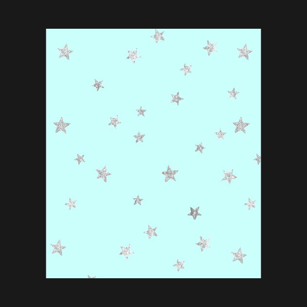 Pretty Y2K Glitter Stars Design in Baby Turquoise by madiwestdal