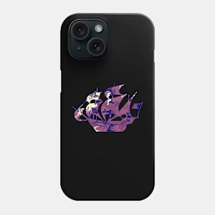 Galaxy Shores Reflect Liquid Art Sailing Ship Silhouette Phone Case