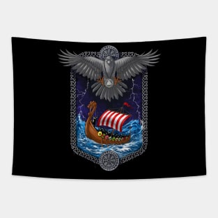 Nordic Mythology Viking Ship Tapestry