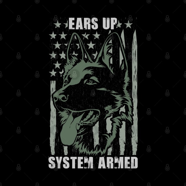 ears up system armed dog american flag by Tesszero