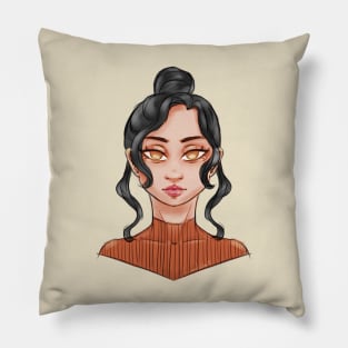 Pretty Girl Portrait Art Pillow