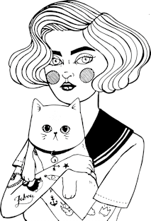 Sailor Girl With Cat Magnet