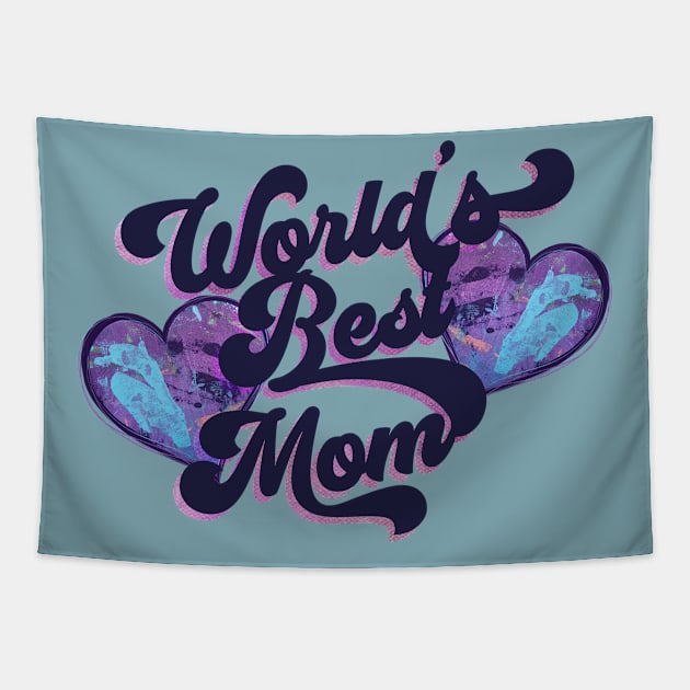 World's Best Mom Rad Hearts Tapestry by bubbsnugg