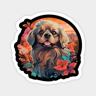 Pekingese  Dog Vintage Floral Magnet