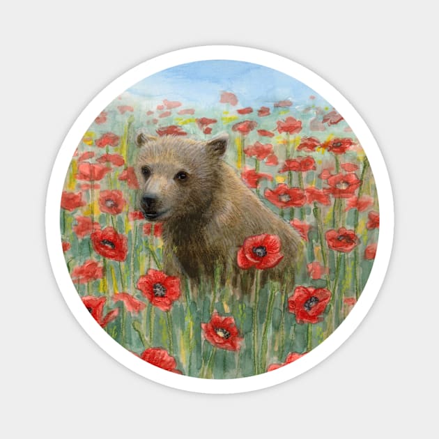 Poppy - Circle Magnet by Warbler Creative