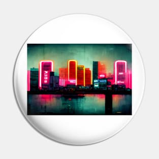 Neon Tokyo City Skyline Buildings In Neon light / Tokyo City Silhouette Pin