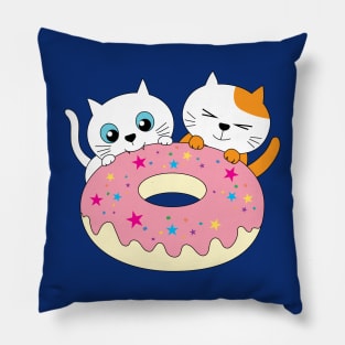 cat eating donuts Pillow