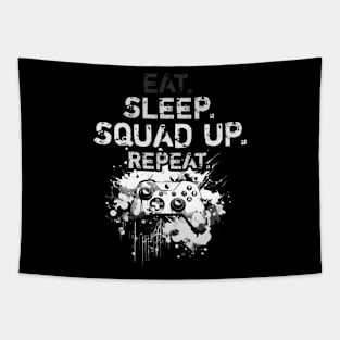 Cool Eat Sleep Squad Up Repeat Gamer Live Streamer Tapestry