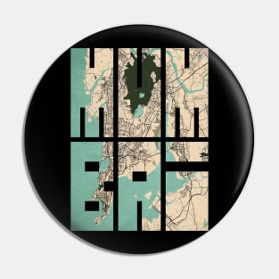 Mumbai, India City Map Typography - Vintage Pin