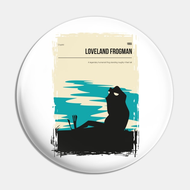 Loveland Frogman Vintage Minimal Travel Poster Pin by jornvanhezik