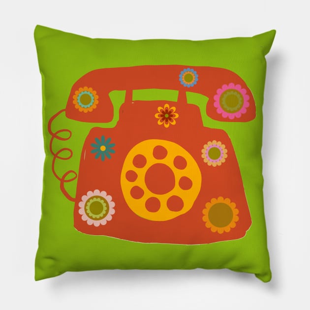 RETRO 60S STYLE DESK PHONE VINTAGE TELEPHONE Pillow by DAZu