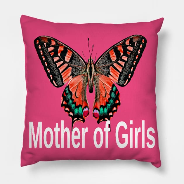 Mother Of Girls Butterfly Mothers Day Gift Pillow by Dara4uall