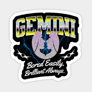 Gemini Bored Easily Brilliant Always Retro Bootleg Zodiac Sign Magnet