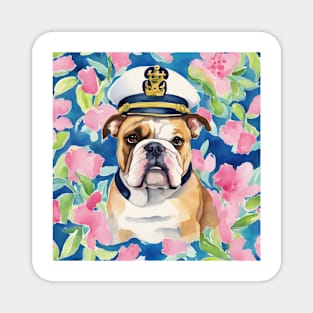 Lilly Pulitzer inspired portrait of a bulldog Magnet