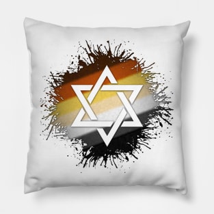 Paint Splatter Gay Bear Pride Star of David Symbol Pillow