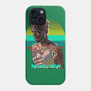 Equality NOW (black dude with suffering face on chest) Phone Case