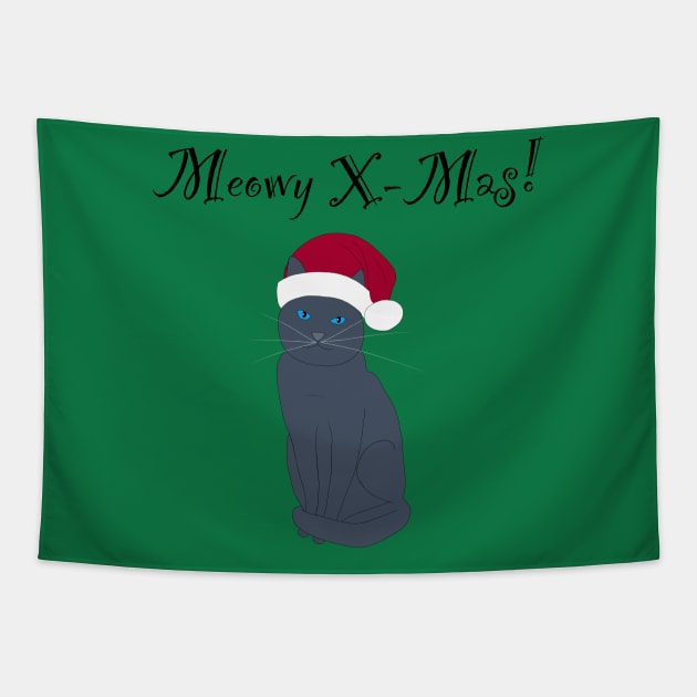 Meowy X-mas santa hat - grey Tapestry by Lian's designs