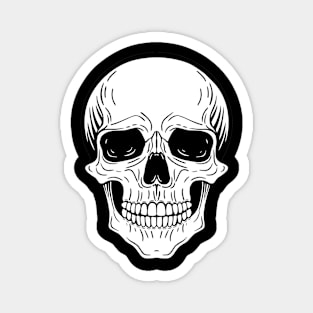 graphic drawing of a skull, black and white illustration Magnet