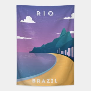 Rio/Rio de Janeiro, Brazil - Retro travel minimalist poster Tapestry