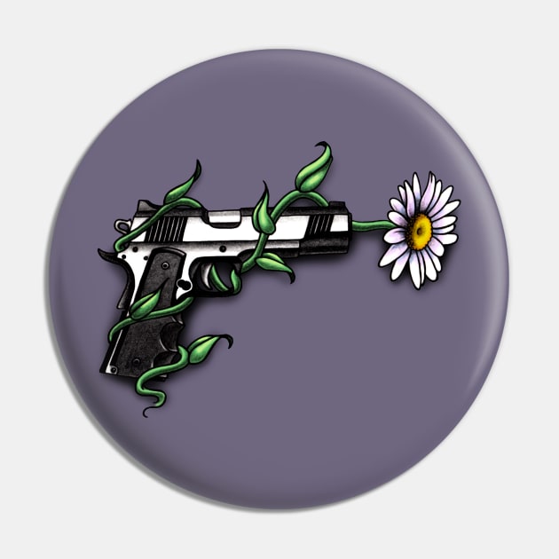 Daisy in Gun Barrel Pin by bonedesigns