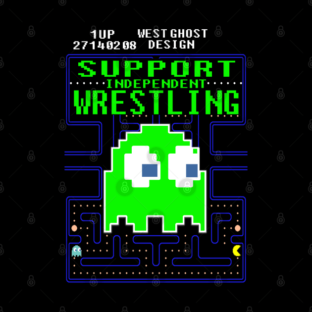 support indy wrestling pacman ghost 8bit by WestGhostDesign707