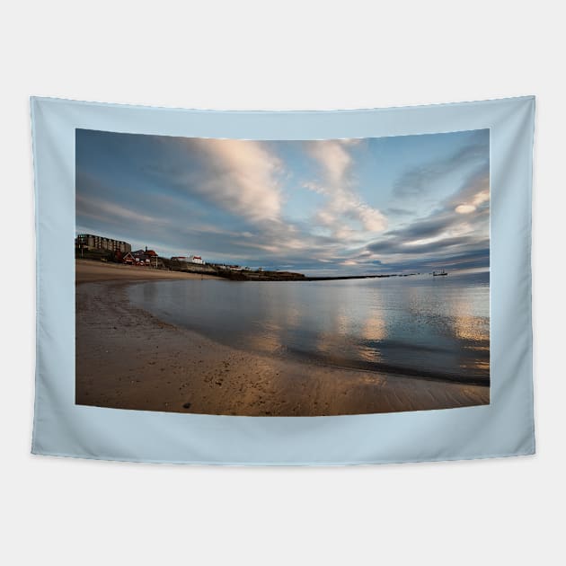 Calm October morning at Cullercoats Bay Tapestry by Violaman