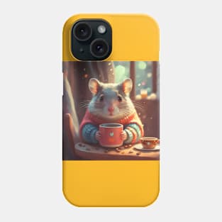 Cozy hamster having coffee in sweater Phone Case