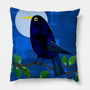 Blackbird at Night Pillow