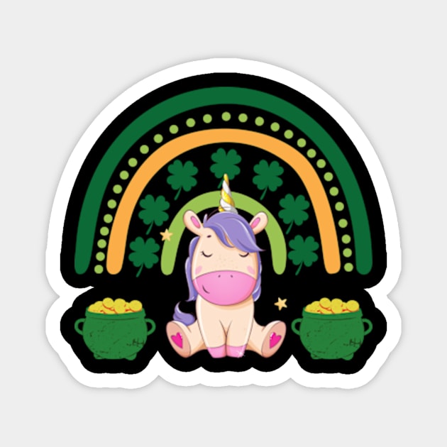 Funny st Patricks day cute unicorn Magnet by AM95