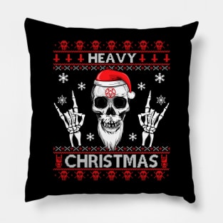 HEAVY METAL CHRISTMAS UGLY SWEATER - Deathmetal, Grunge, Headbanger, Headbanging, Rock Christmas Gift Black Metal METALHEAD! Pillow