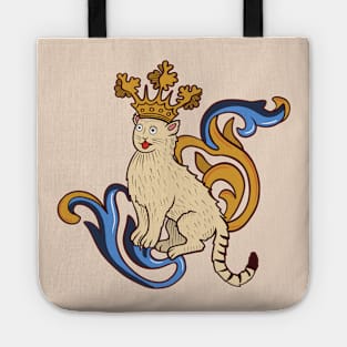 Cute Medieval Cat with crown illustration Tote